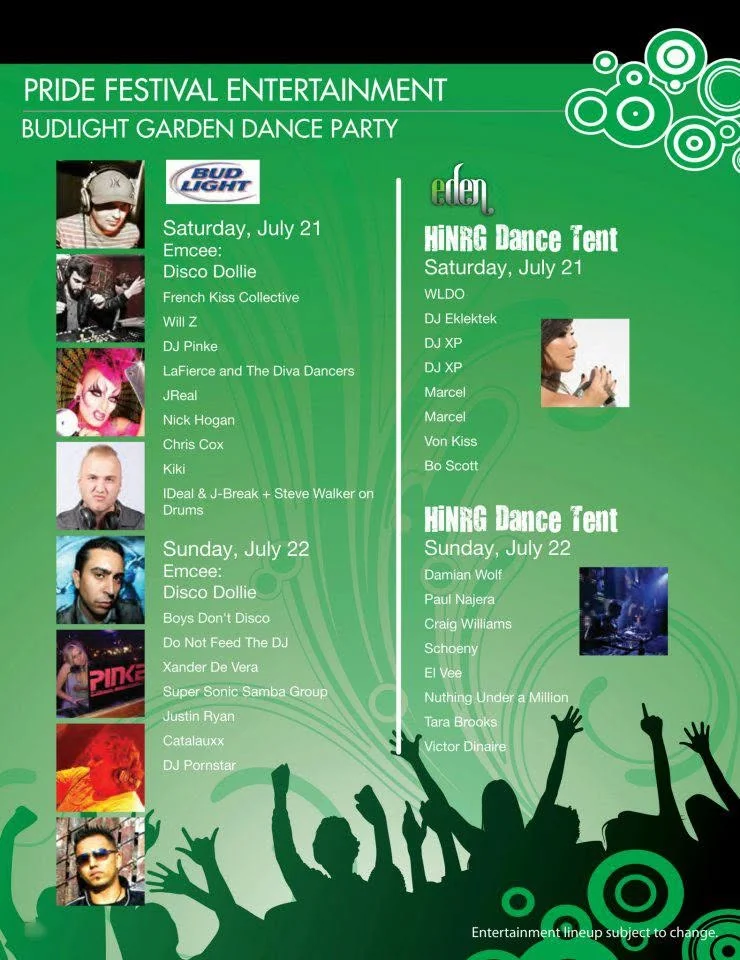 San Diego Pride festival dance party lineup listing Will Z