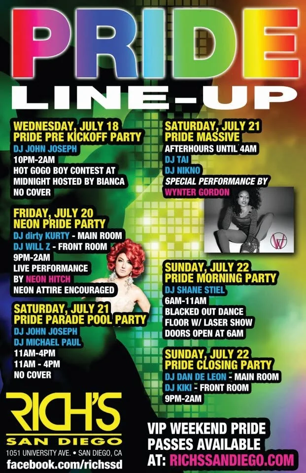 Pride event lineup flyer
